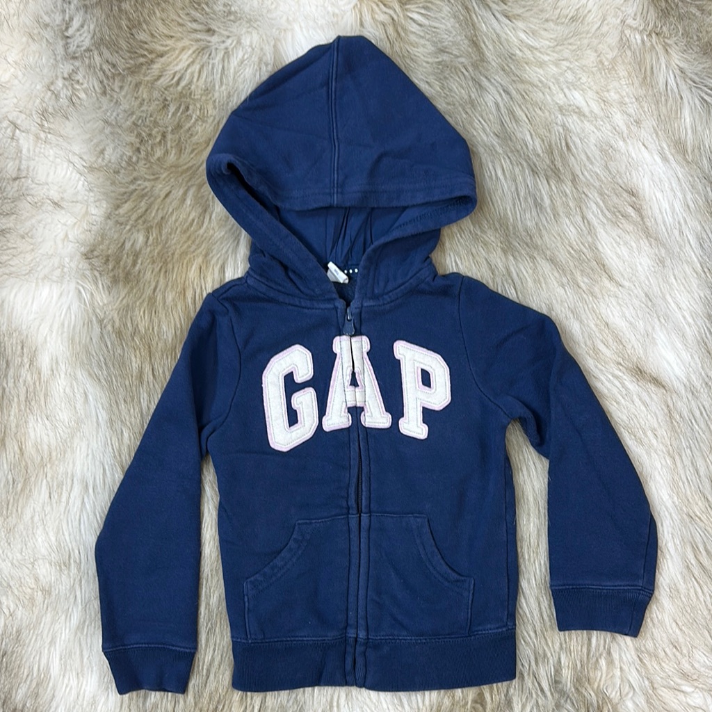 Baby Gap Girls Blue Zip Up Hoodie Size 5 | Logo Sweatshirt Jacket